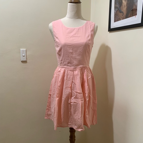 Mango Short cut out back dress in peach colour - Picture 2 of 5